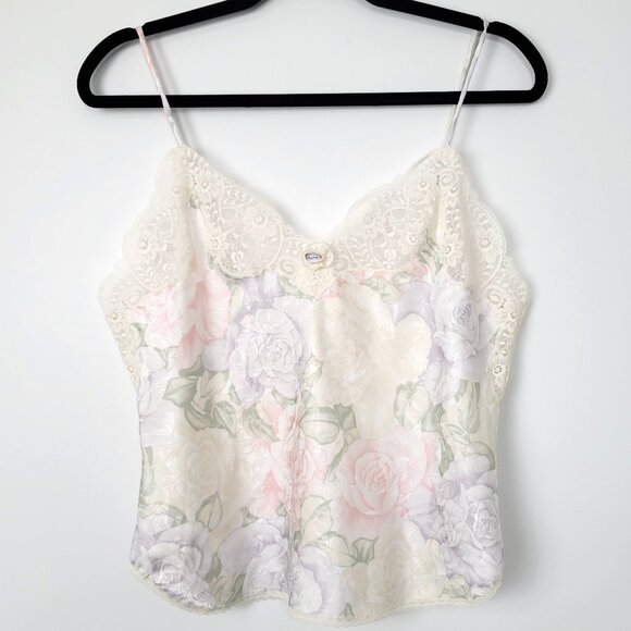 Vintage Christian Dior Floral Lace Camisole Size Medium Made in USA Silky - Picture 1 of 9